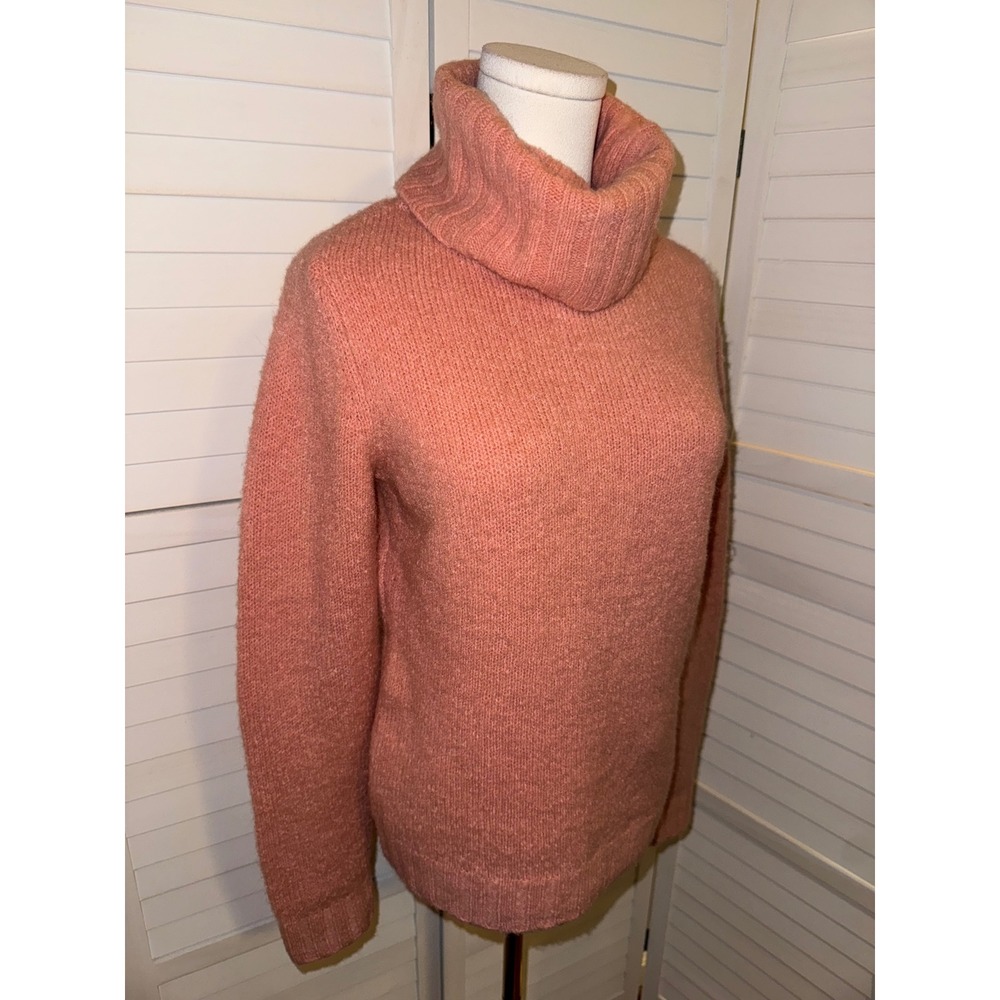 Tyler Boe Coral Pink Fuzzy Turtleneck Sweater Dragonfly Detail Size Small - Picture 3 of 7